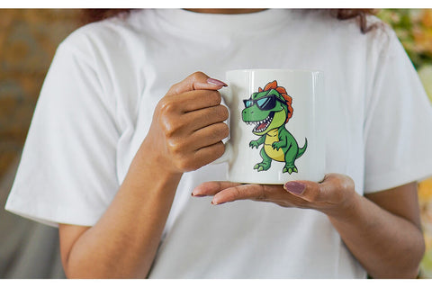 Mug Wrap Dino with Sunglasses Sublimation artnoy 