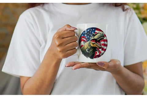 Mug Wrap Dinosaur 4th of July Sublimation artnoy 