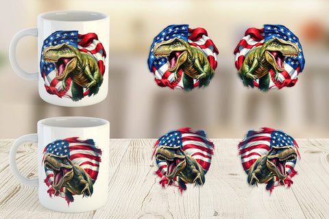 Mug Wrap Dinosaur 4th of July Sublimation artnoy 