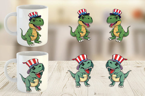 Mug Wrap Dinosaur Patriotic Sublimation artnoy 