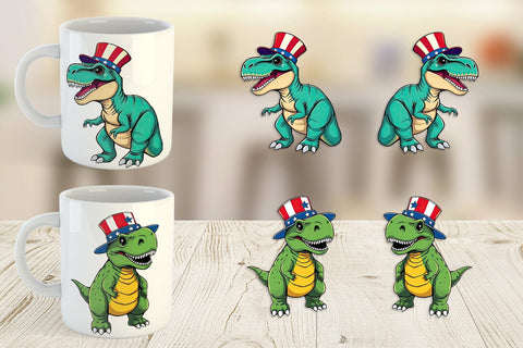 Mug Wrap Dinosaur Patriotic Sublimation artnoy 