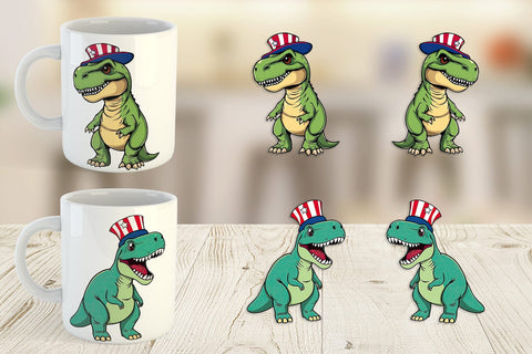 Mug Wrap Dinosaur Patriotic Sublimation artnoy 