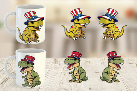 Mug Wrap Dinosaur Patriotic Sublimation artnoy 