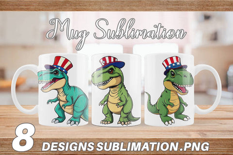 Mug Wrap Dinosaur Patriotic Sublimation artnoy 
