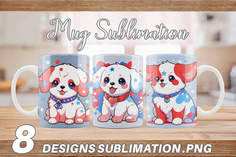 Mug Wrap Dog 4th July Sublimation artnoy 