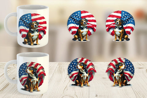Mug Wrap Dog 4th of July Sublimation artnoy 