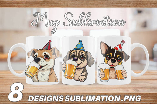 Mug Wrap Dog Beer Day Sublimation artnoy 