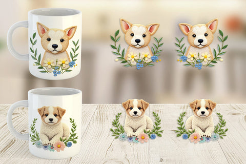 Mug Wrap Dog Embroidery Sublimation artnoy 