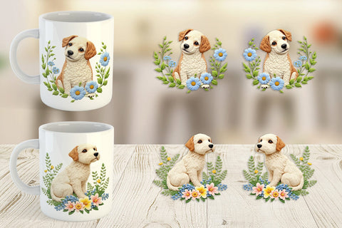 Mug Wrap Dog Embroidery Sublimation artnoy 
