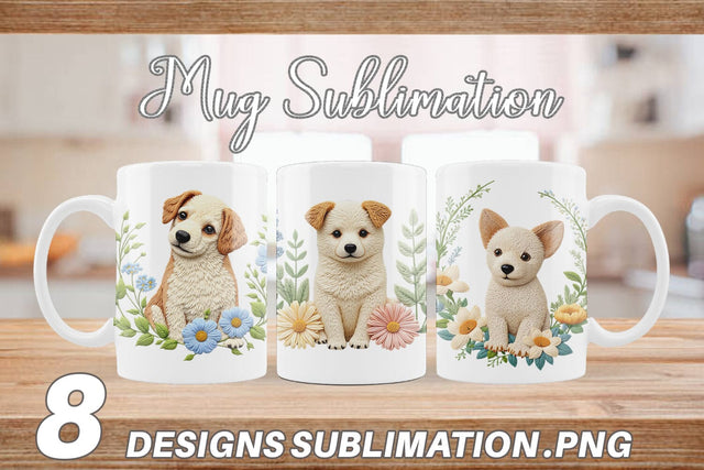 Mug Wrap Dog Embroidery Sublimation artnoy 