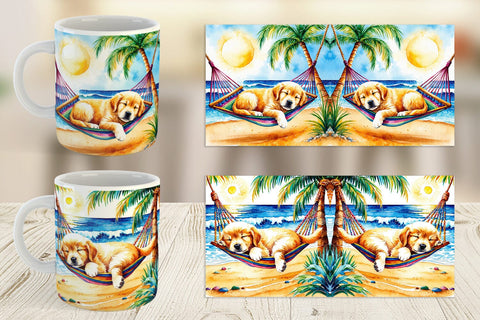 Mug Wrap Dog in Summer Hammock Sublimation artnoy 