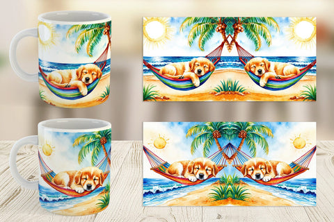 Mug Wrap Dog in Summer Hammock Sublimation artnoy 