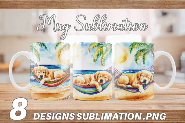 Mug Wrap Dog in Summer Hammock Sublimation artnoy 
