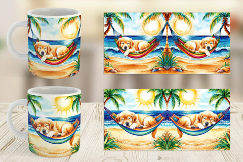 Mug Wrap Dog in Summer Hammock Sublimation artnoy 