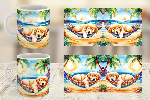 Mug Wrap Dog in Summer Hammock Sublimation artnoy 