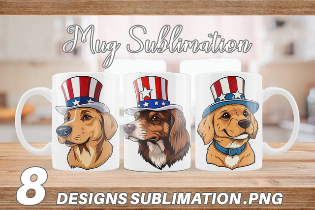 Mug Wrap Dog Patriotic Sublimation artnoy 