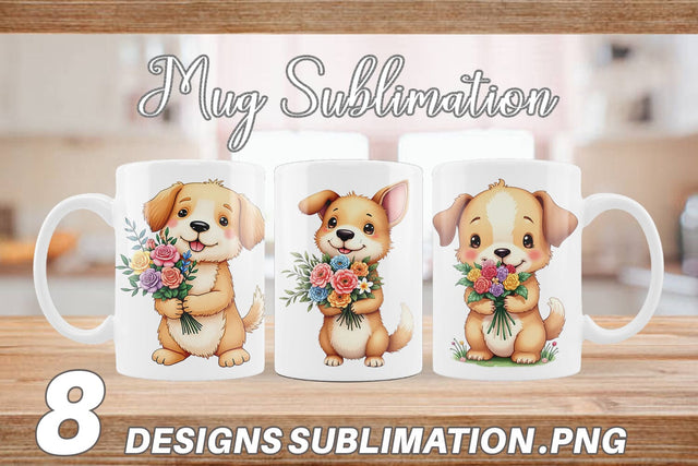 Mug Wrap Dog Spring Bouquet Sublimation artnoy 