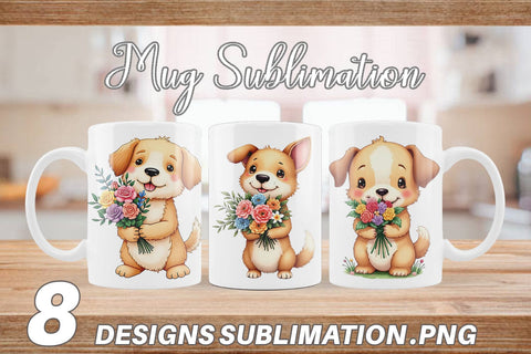 Mug Wrap Dog Spring Bouquet Sublimation artnoy 