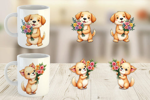 Mug Wrap Dog Spring Bouquet Sublimation artnoy 