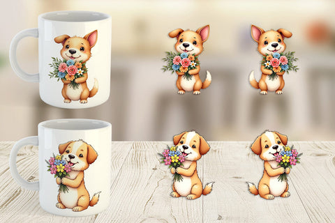 Mug Wrap Dog Spring Bouquet Sublimation artnoy 