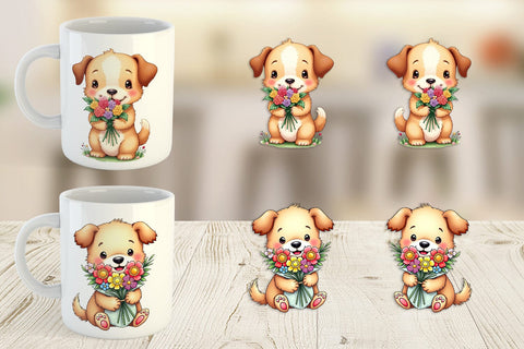 Mug Wrap Dog Spring Bouquet Sublimation artnoy 