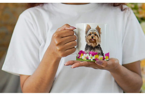 Mug Wrap Dog Spring Flowers Sublimation artnoy 
