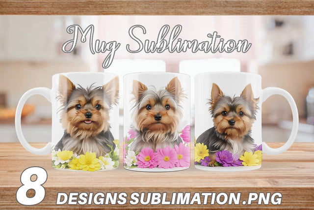 Mug Wrap Dog Spring Flowers Sublimation artnoy 