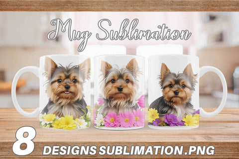 Mug Wrap Dog Spring Flowers Sublimation artnoy 