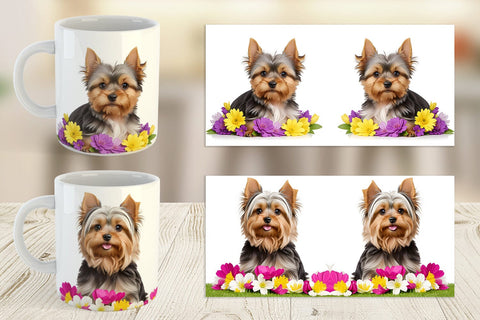 Mug Wrap Dog Spring Flowers Sublimation artnoy 