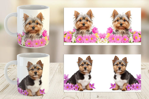 Mug Wrap Dog Spring Flowers Sublimation artnoy 