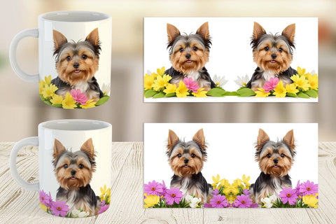 Mug Wrap Dog Spring Flowers Sublimation artnoy 
