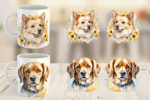 Mug Wrap Dog Watercolor Texture Sublimation artnoy 