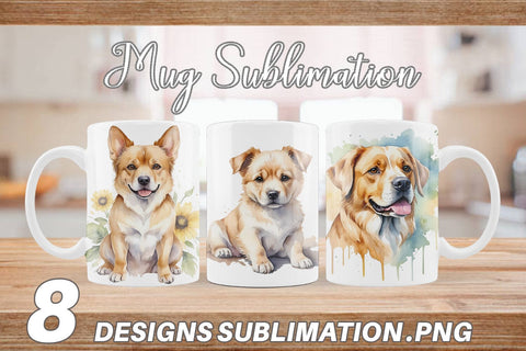 Mug Wrap Dog Watercolor Texture Sublimation artnoy 