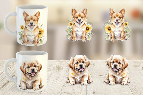 Mug Wrap Dog Watercolor Texture Sublimation artnoy 