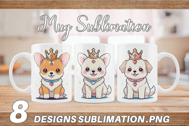 Mug Wrap Dog Wearing Crown Sublimation artnoy 
