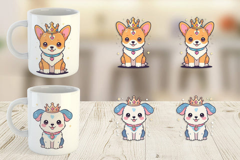Mug Wrap Dog Wearing Crown Sublimation artnoy 