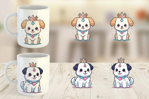 Mug Wrap Dog Wearing Crown Sublimation artnoy 