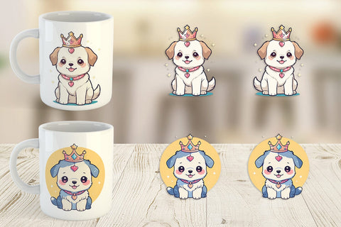 Mug Wrap Dog Wearing Crown Sublimation artnoy 