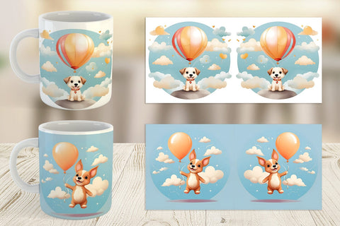 Mug Wrap Dog With Balloon Sublimation artnoy 