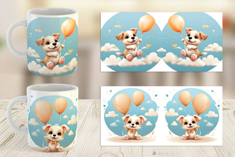 Mug Wrap Dog With Balloon Sublimation artnoy 