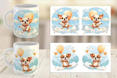 Mug Wrap Dog With Balloon Sublimation artnoy 