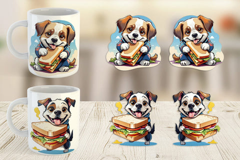 Mug wrap Dog with Sandwich Sublimation artnoy 