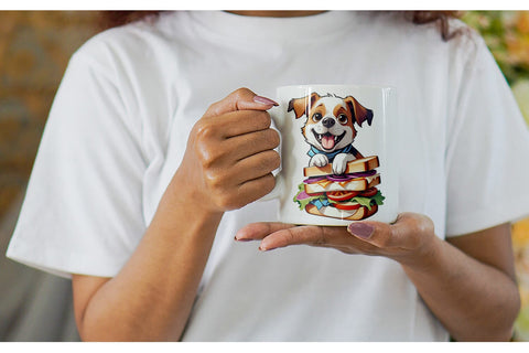 Mug wrap Dog with Sandwich Sublimation artnoy 