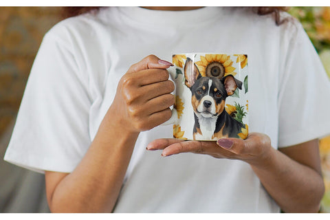 Mug Wrap Dog With Sunflowers Sublimation artnoy 