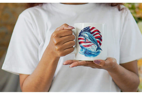 Mug Wrap Dolphin 4th of July Sublimation artnoy 