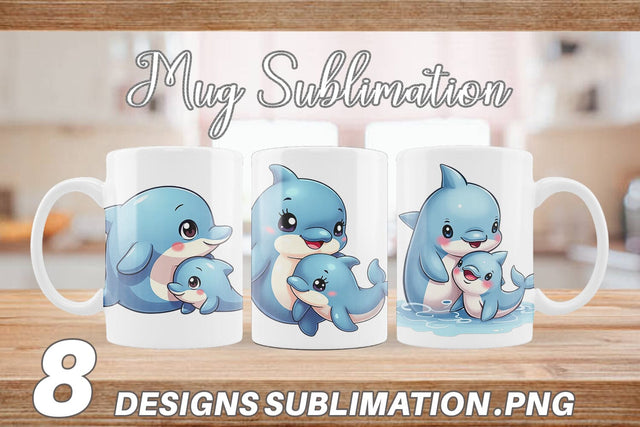 Mug Wrap Dolphin Mother's Day Sublimation artnoy 
