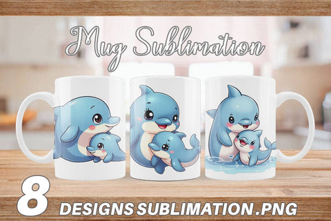 Mug Wrap Dolphin Mother's Day Sublimation artnoy 