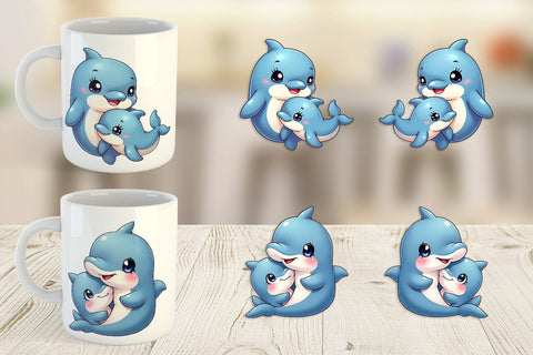 Mug Wrap Dolphin Mother's Day Sublimation artnoy 