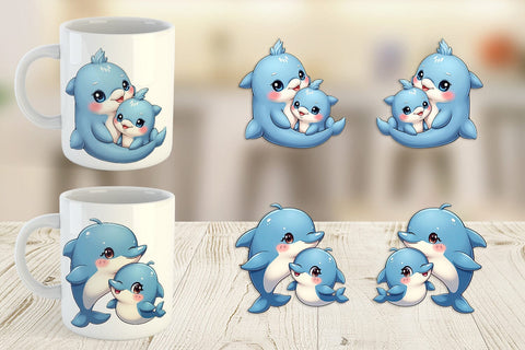 Mug Wrap Dolphin Mother's Day Sublimation artnoy 