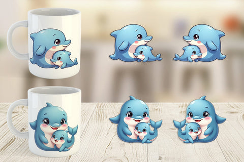 Mug Wrap Dolphin Mother's Day Sublimation artnoy 